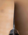 Close-up of a knife blade against a blurred background